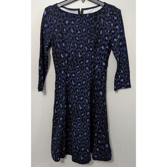 Kate Spade Women's Blue Animal Midi Length Dress with Gold Zipper Size 2 - Picture 1 of 3
